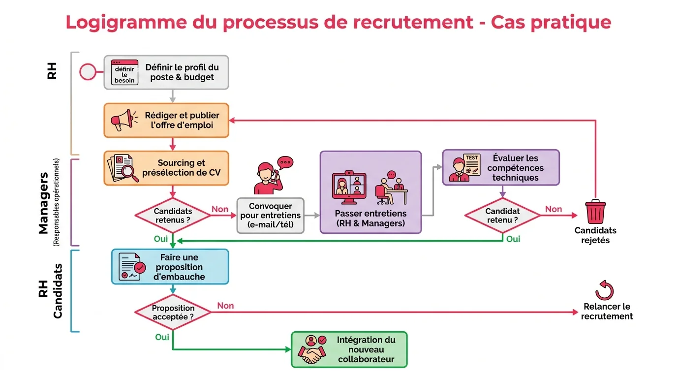 Logigramme du processus de recrutement - Cas pratique
