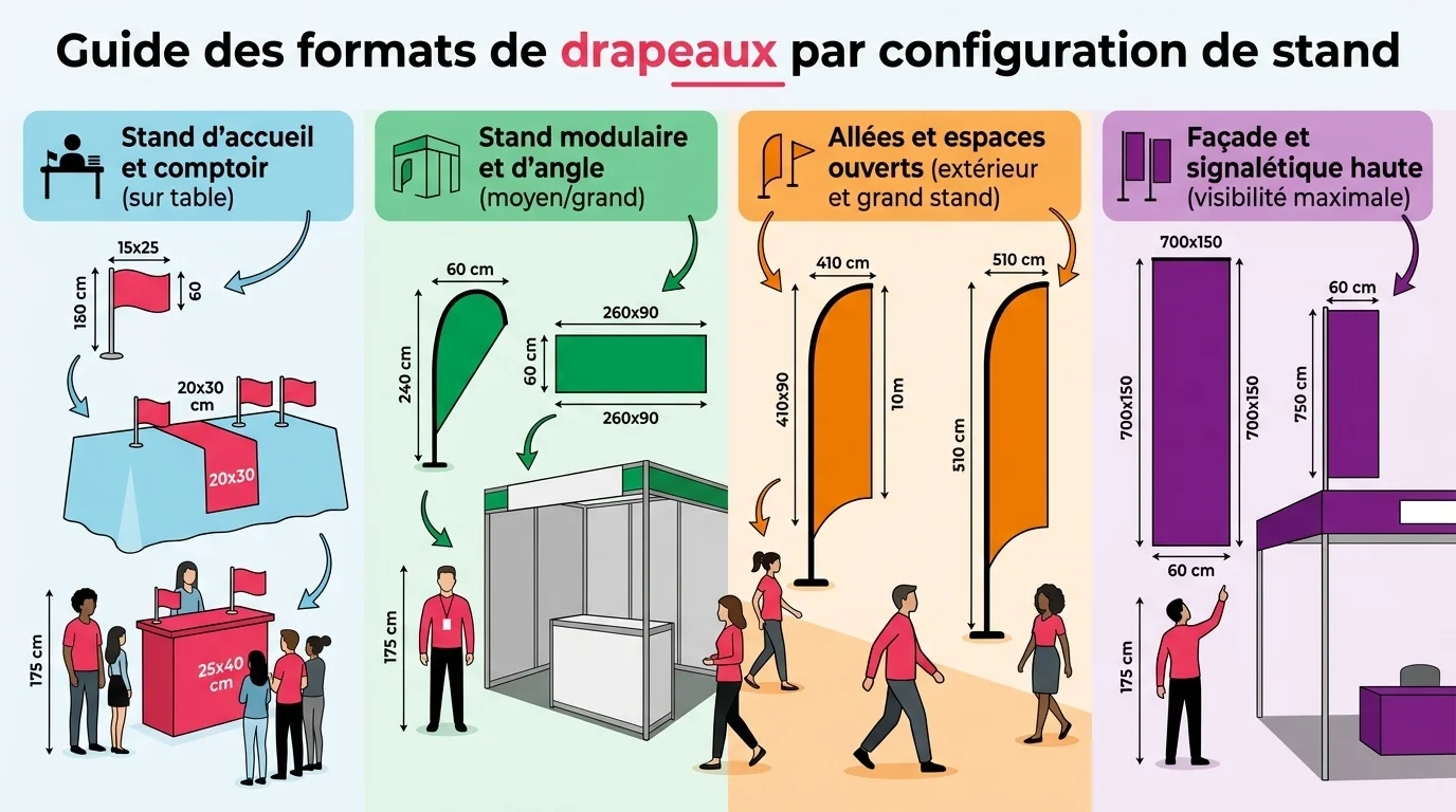 Guide des formats de drapeaux par configuration de stand