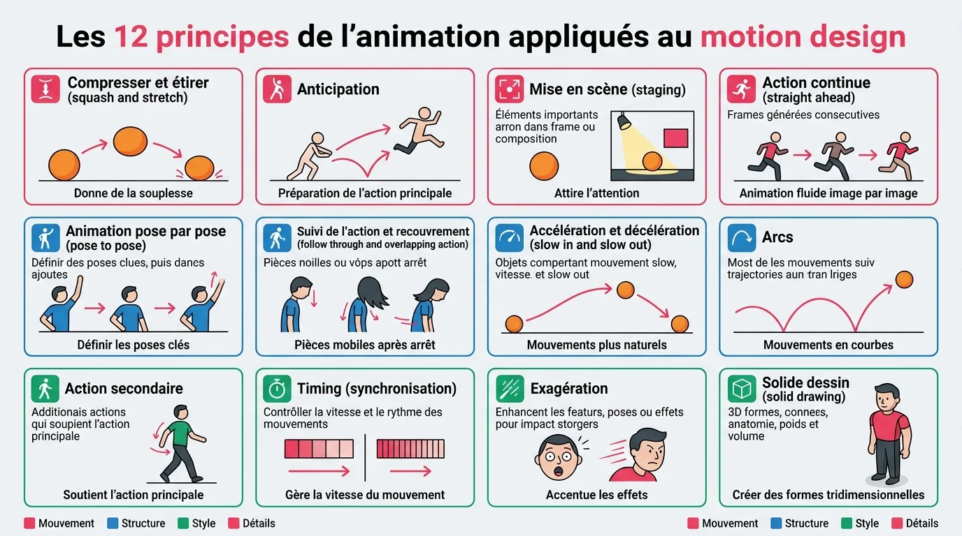 Les 12 principes de l'animation appliqués au motion design
