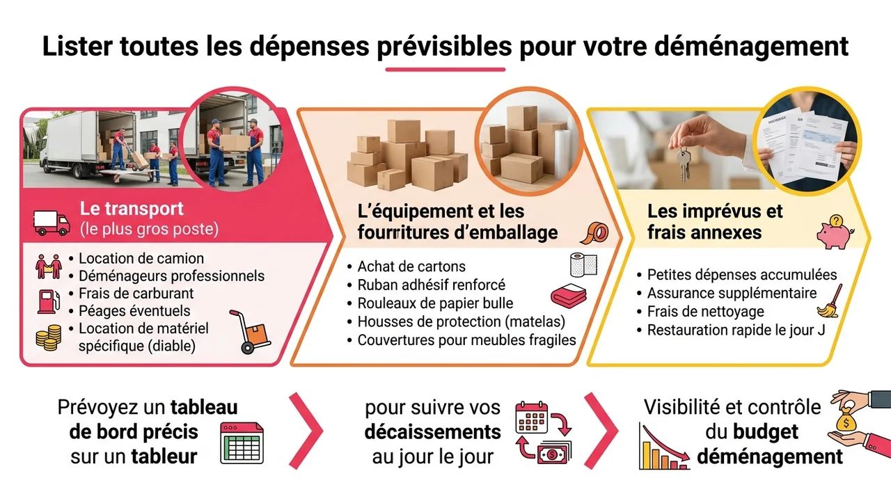 Graphique circulaire montrant la part du transport, des fournitures d'emballage, des frais de nettoyage et de la marge de sécurité.