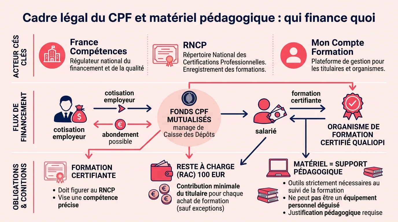 Cadre légal du CPF et matériel pédagogique : qui finance quoi