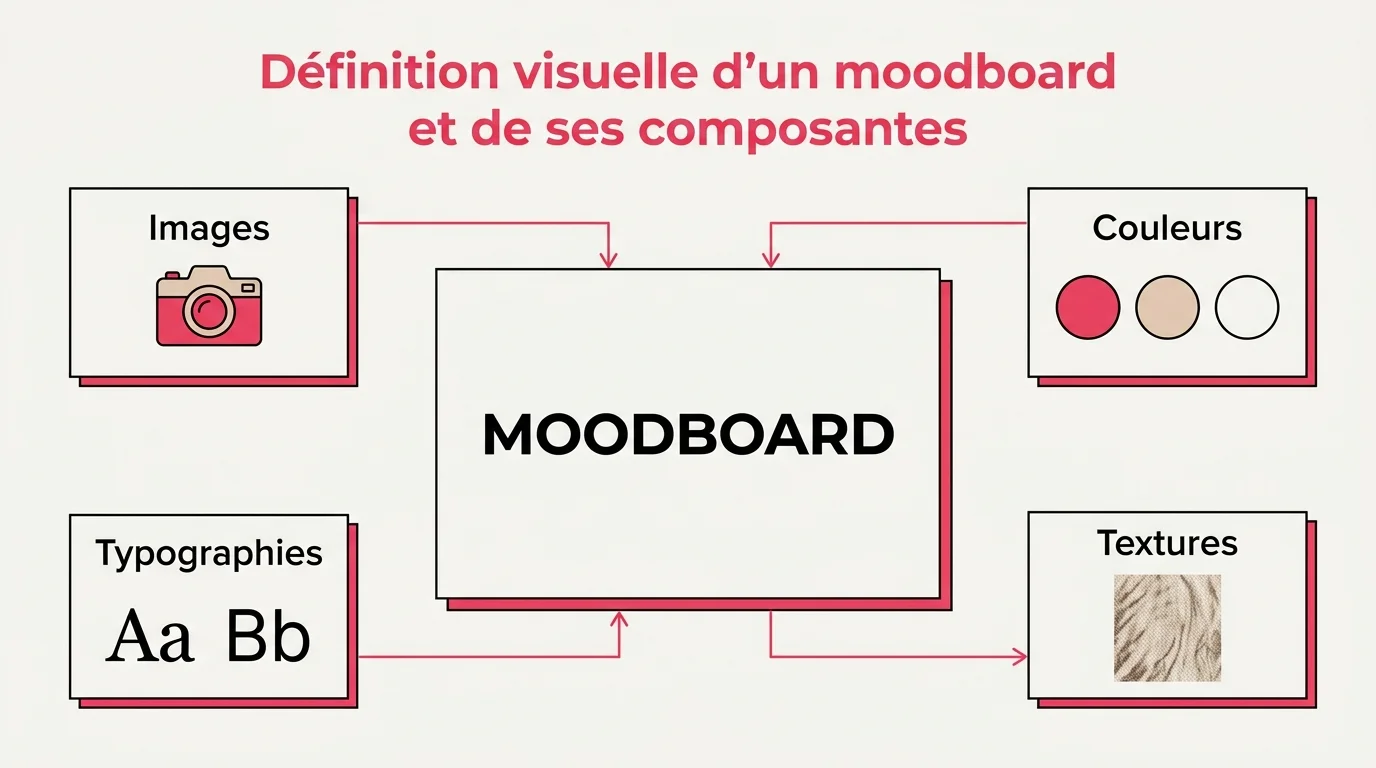 Définition visuelle d'un moodboard et de ses composantes