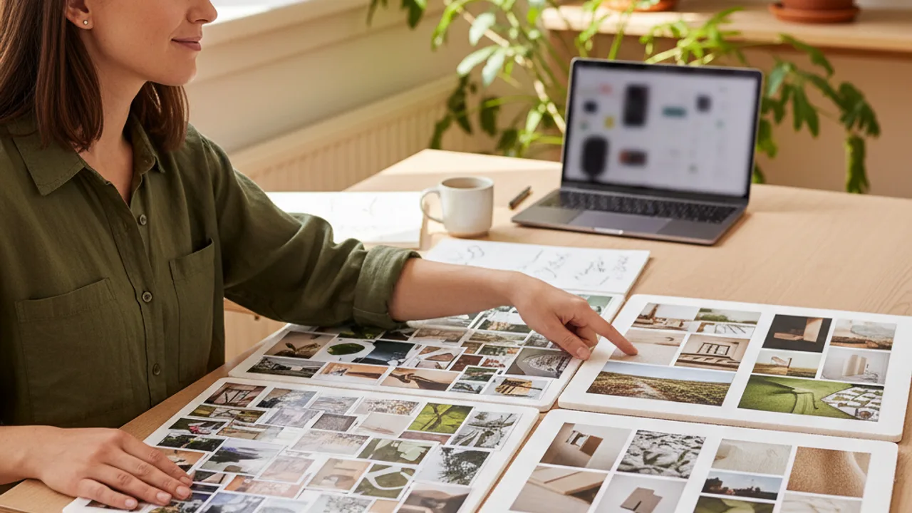 Designer comparant deux versions d'un moodboard