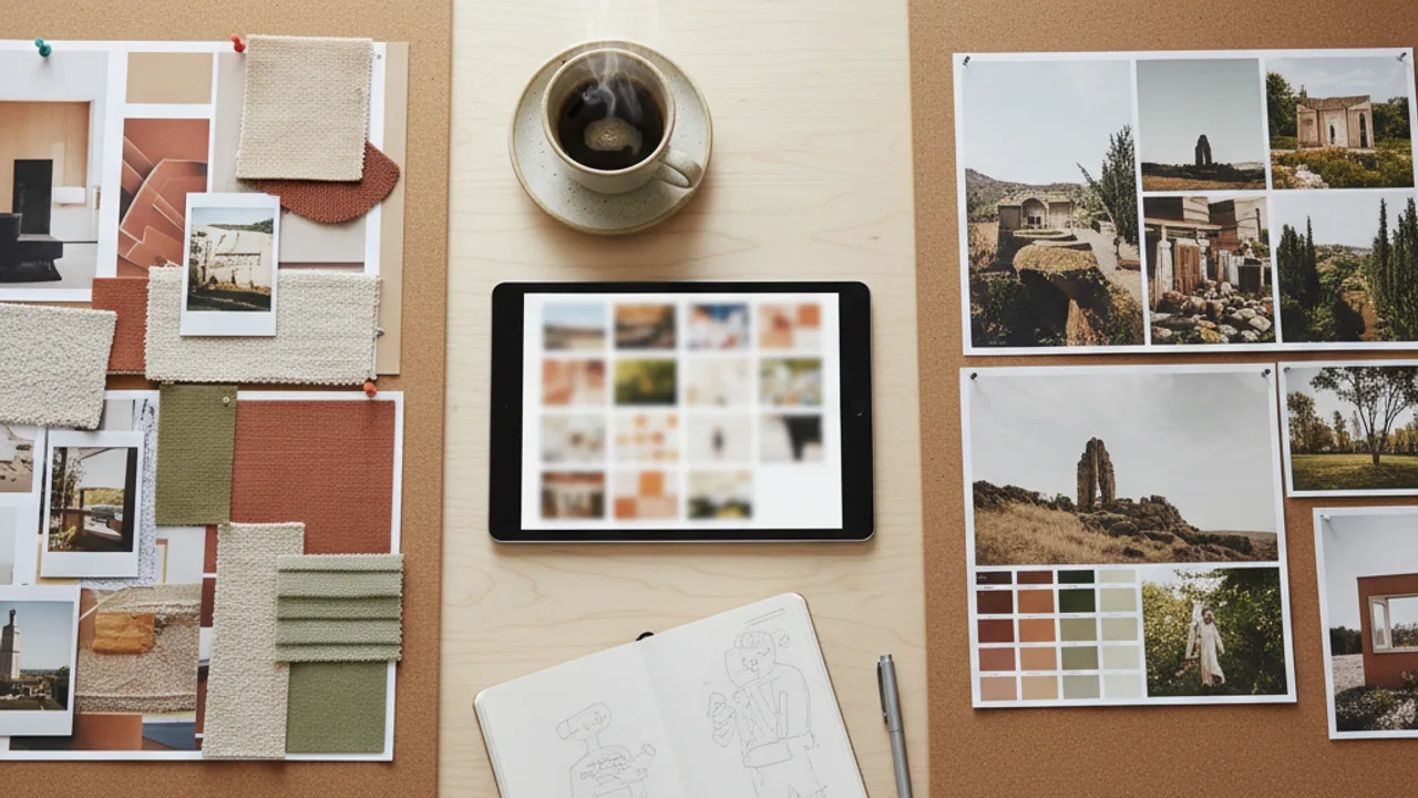 Vue d'ensemble de trois moodboards de styles différents