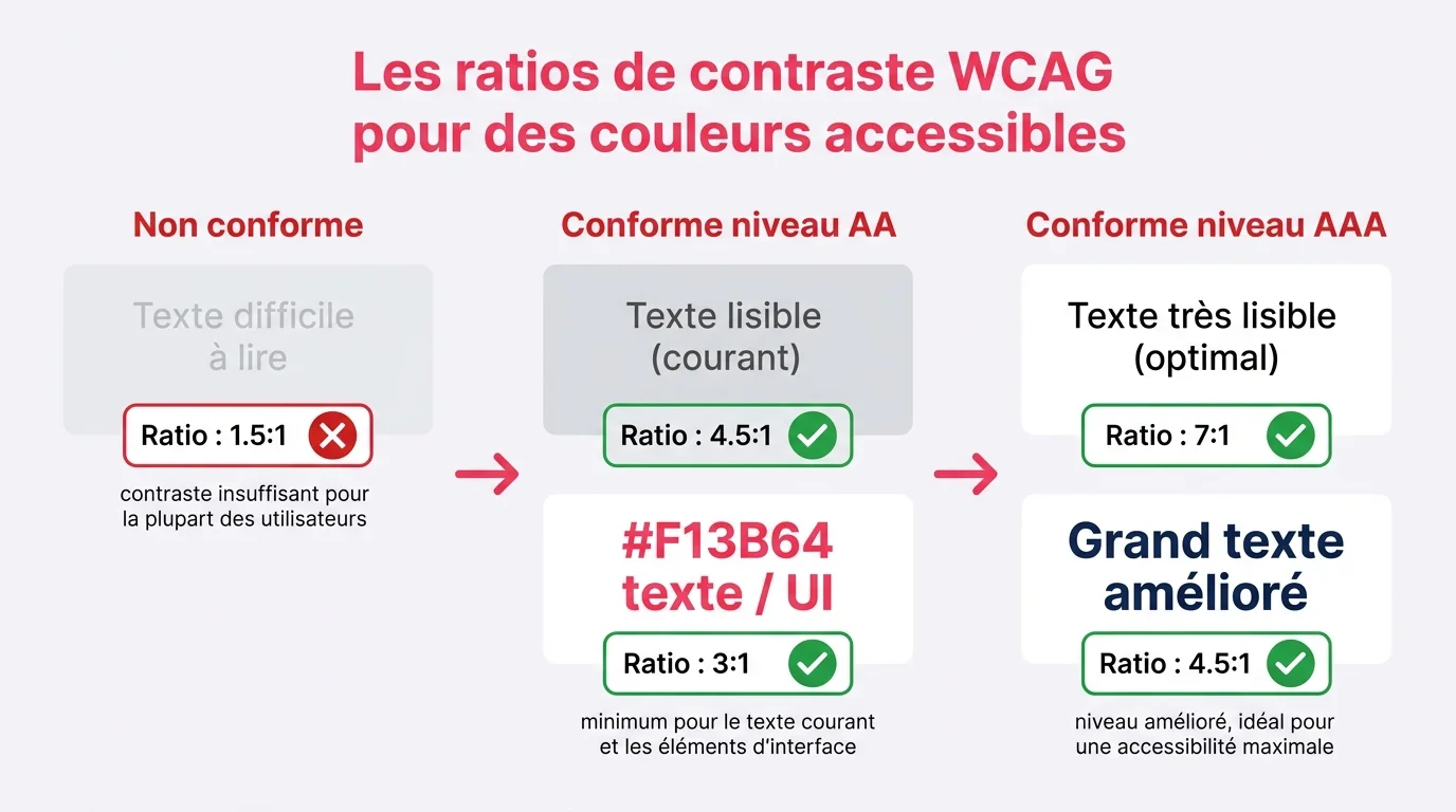 Les ratios de contraste WCAG pour des couleurs accessibles