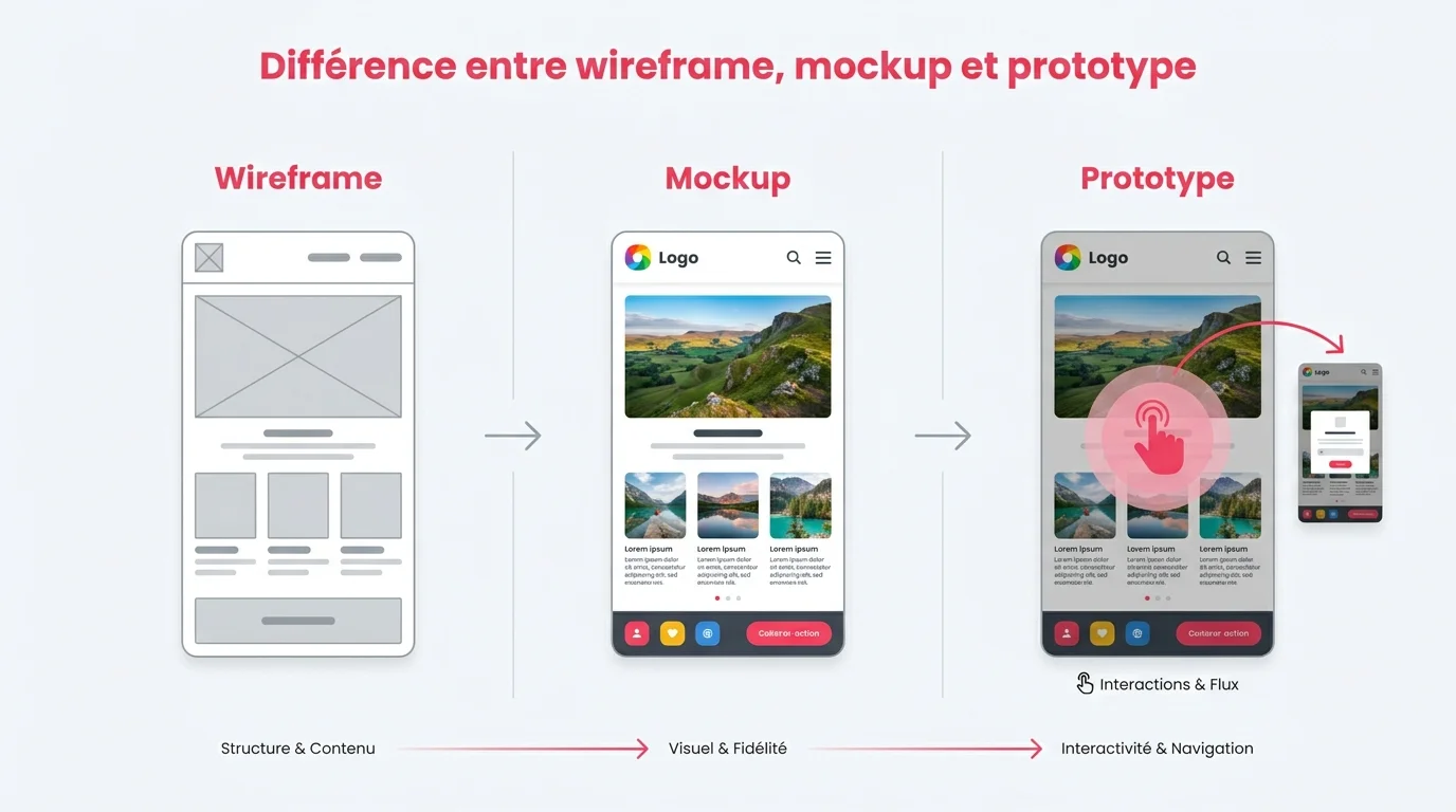 Différence entre wireframe, mockup et prototype