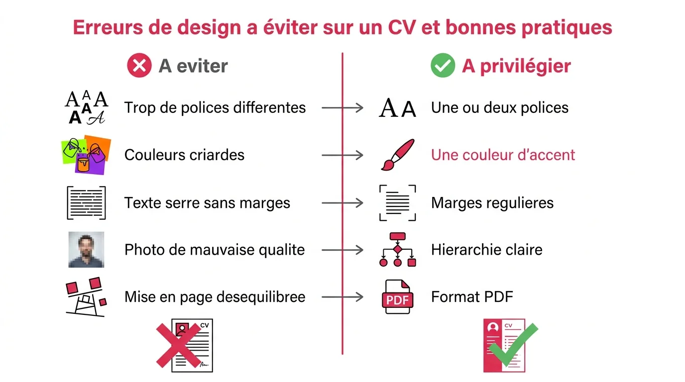 Erreurs de design a eviter sur un CV et bonnes pratiques