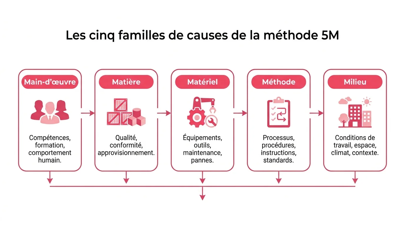 Les cinq familles de causes de la méthode 5M