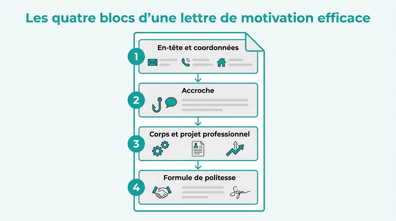 Les quatre blocs d'une lettre de motivation efficace