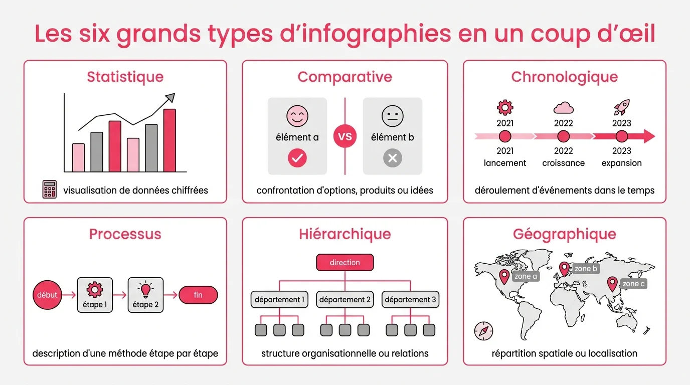 Les six grands types d'infographies en un coup d'oeil