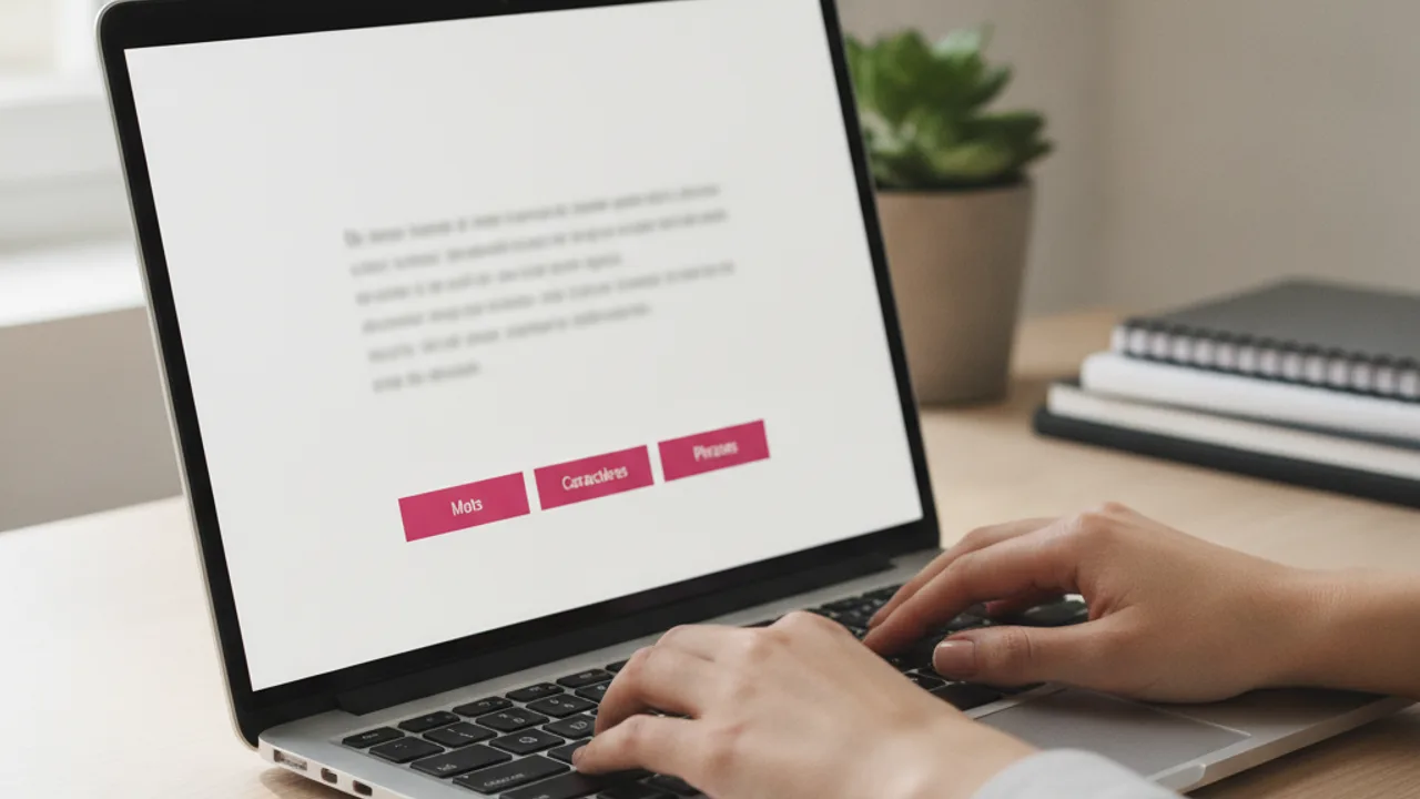 Un compteur de mots analyse un texte et affiche mots, caractères et phrases en direct