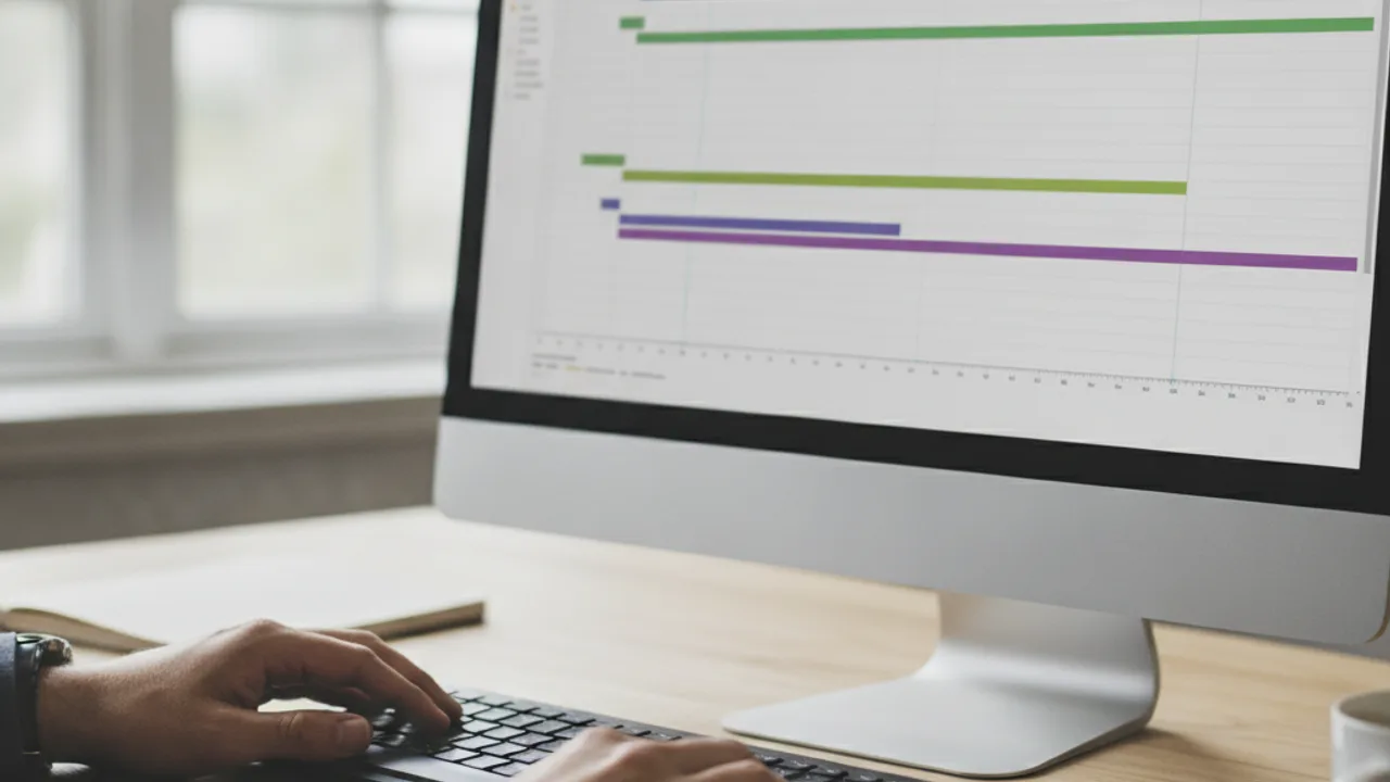 Un logiciel de gestion de projet affichant un planning en barres