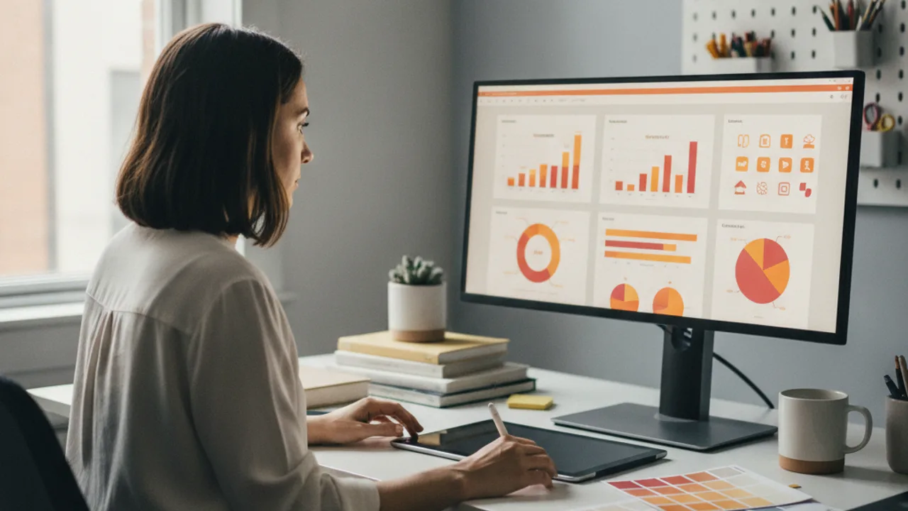 Une designer travaille sur la mise en page d'une infographie