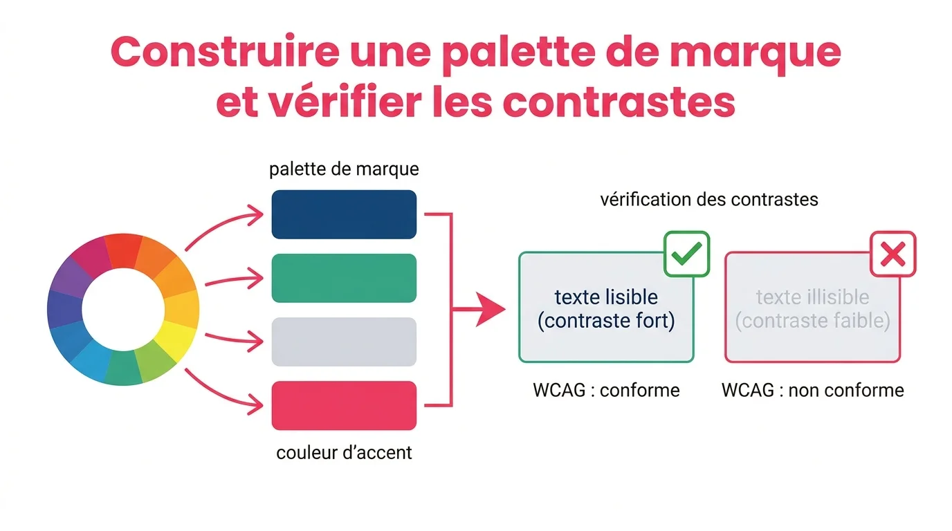 Construire une palette de marque et vérifier les contrastes