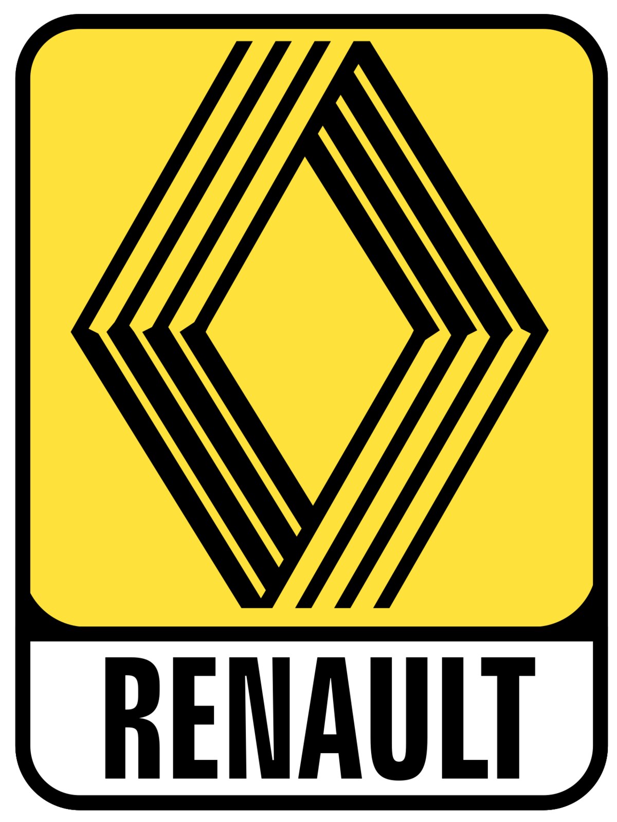Logo Renault de 1972 dessine par Victor Vasarely, losange optique en lignes paralleles